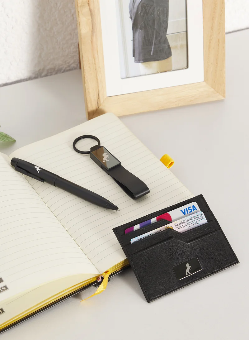 Robert Wood Genuine Leather Card Holder & Key Ring & Pen Gift Set